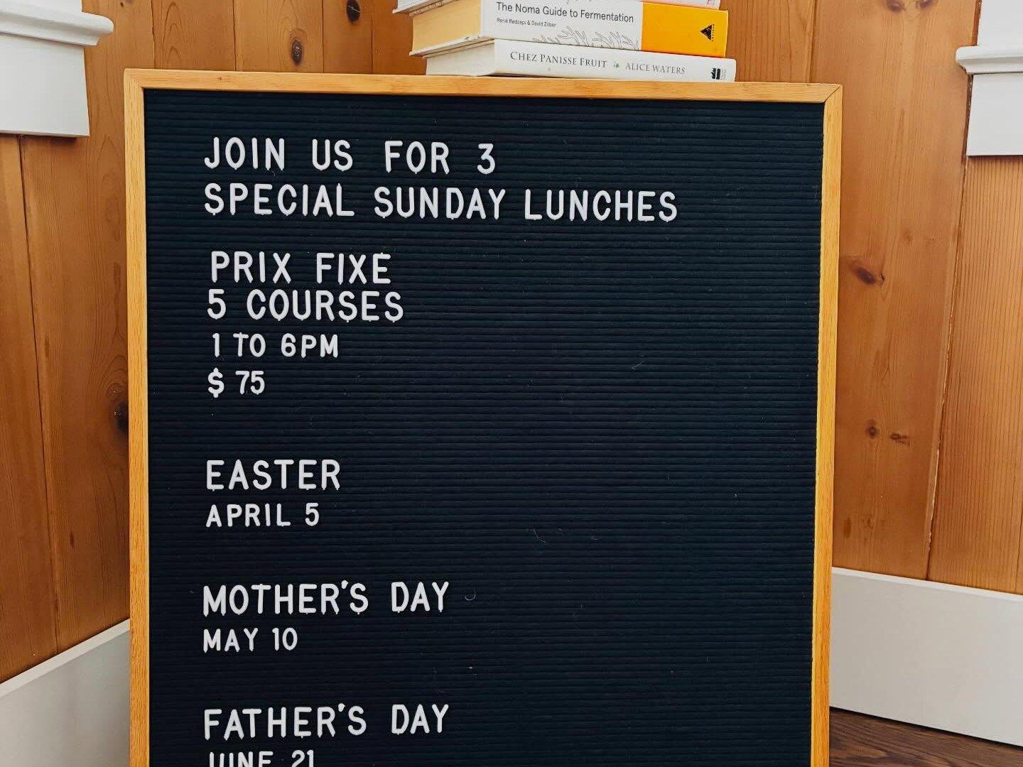 Sunday Prix Fixe